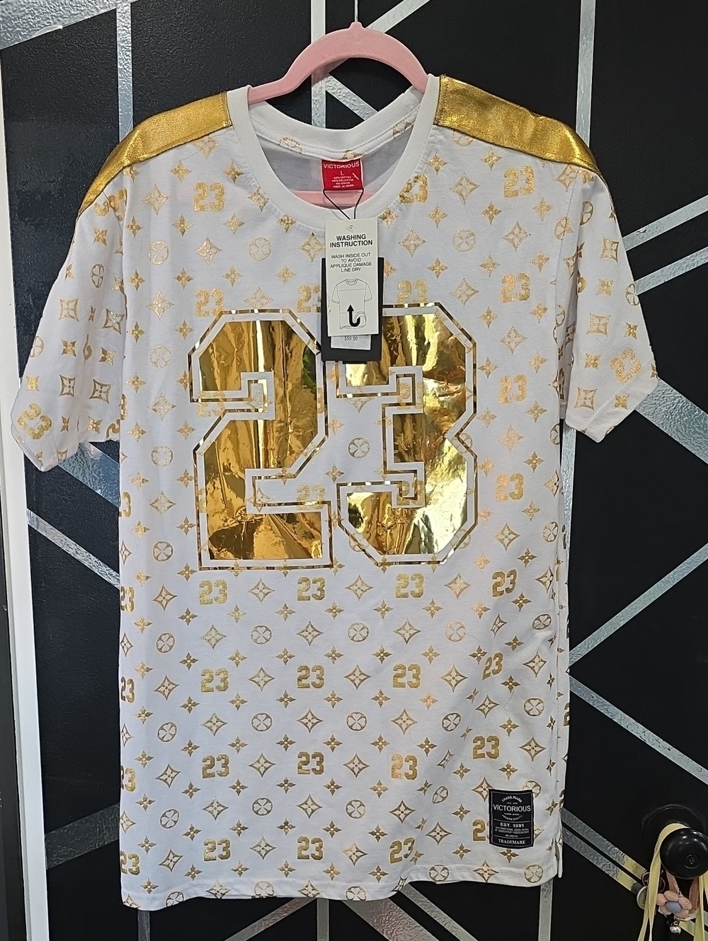 Gold Foil '23' Graphic Tee - White & Gold